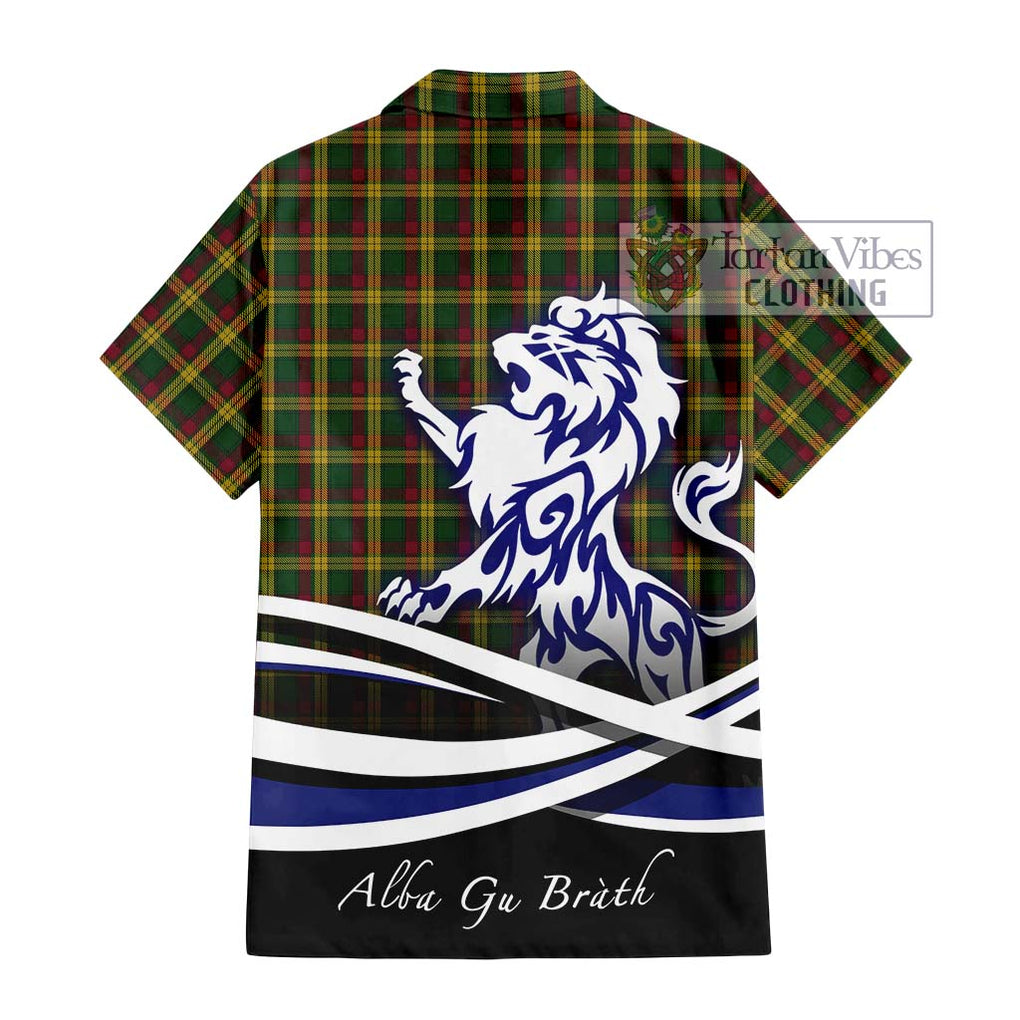 MacMillan (McMillan) Tartan Short Sleeve Button Shirt with Alba Gu Brath Regal Lion Emblem - Tartanvibesclothing Shop