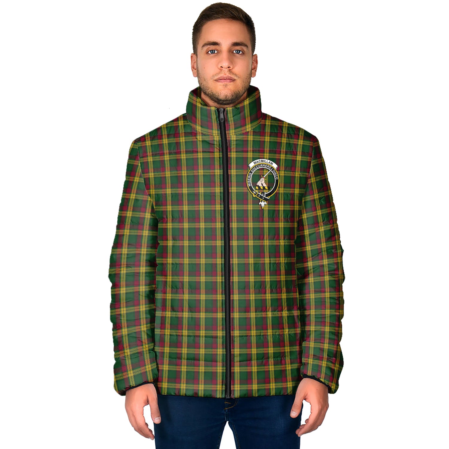 MacMillan (McMillan) Tartan Padded Jacket with Family Crest - Tartan Vibes Clothing