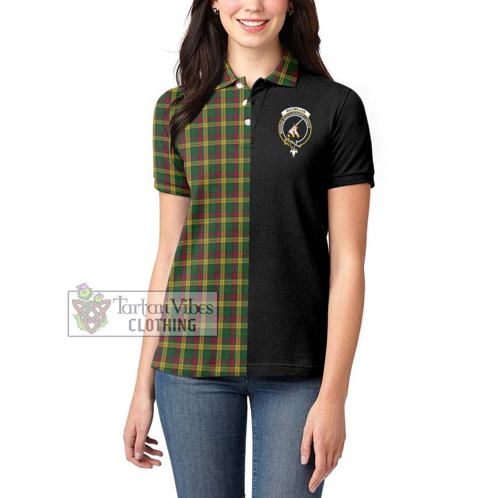 MacMillan (McMillan) Tartan Women's Polo Shirt with Family Crest and Half Of Me Style - Tartanvibesclothing Shop