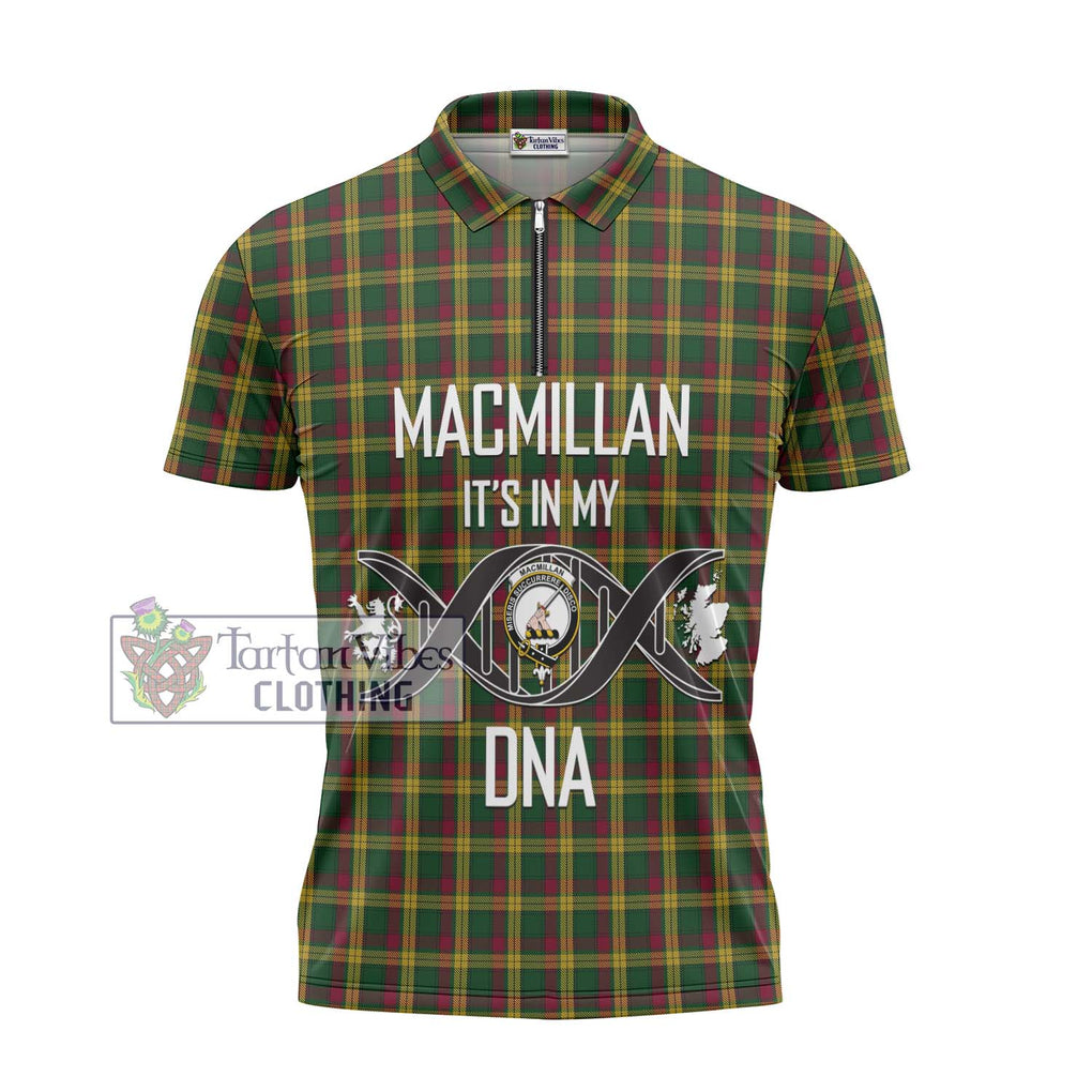 MacMillan (McMillan) Tartan Zipper Polo Shirt with Family Crest DNA In Me Style - Tartanvibesclothing Shop