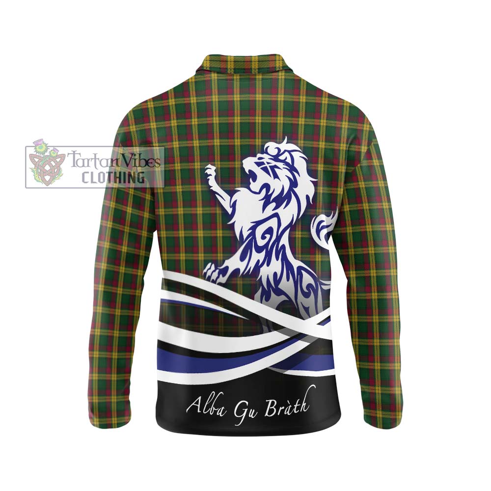 MacMillan (McMillan) Tartan Long Sleeve Polo Shirt with Alba Gu Brath Regal Lion Emblem - Tartanvibesclothing Shop