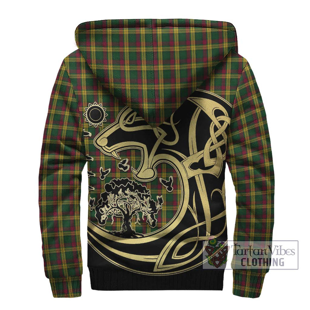 MacMillan (McMillan) Tartan Sherpa Hoodie with Family Crest Celtic Wolf Style - Tartan Vibes Clothing