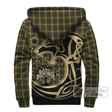 MacMillan (McMillan) Tartan Sherpa Hoodie with Family Crest Celtic Wolf Style