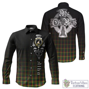 MacMillan (McMillan) Tartan Long Sleeve Button Up Featuring Alba Gu Brath Family Crest Celtic Inspired