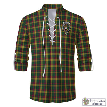 MacMillan (McMillan) Tartan Men's Scottish Traditional Jacobite Ghillie Kilt Shirt with Family Crest