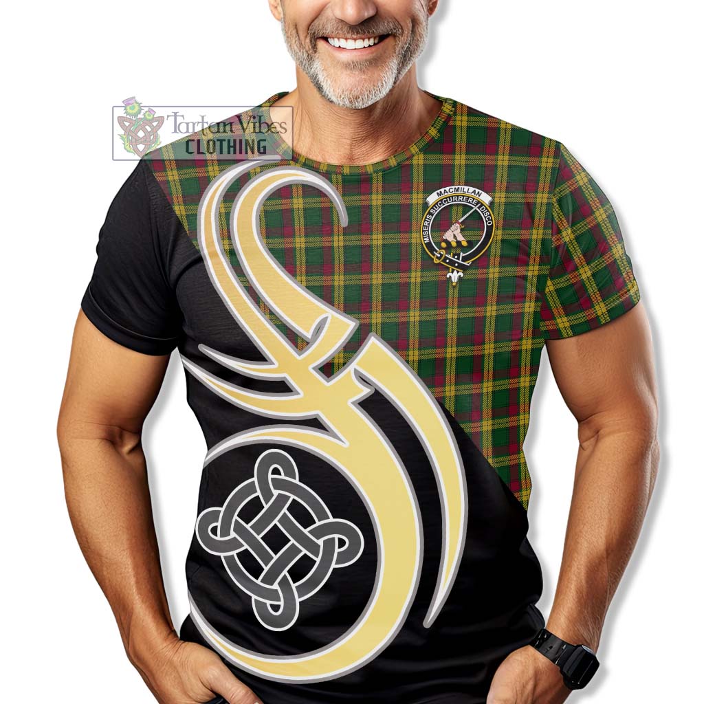 Tartan Vibes Clothing MacMillan Ancient Tartan T-Shirt with Family Crest and Celtic Symbol Style