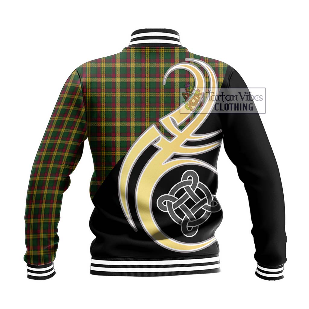 MacMillan (McMillan) Tartan Baseball Jacket with Family Crest and Celtic Symbol Style - Tartan Vibes Clothing