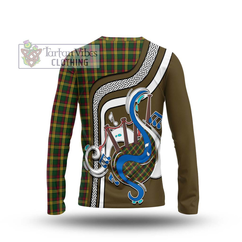 Tartan Vibes Clothing MacMillan Ancient Tartan Long Sleeve T-Shirt with Epic Bagpipe Style