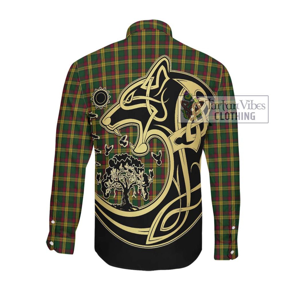 MacMillan (McMillan) Tartan Long Sleeve Button Shirt with Family Crest Celtic Wolf Style Men's Shirt - Tartan Vibes Clothing