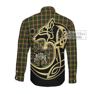 MacMillan (McMillan) Tartan Long Sleeve Button Shirt with Family Crest Celtic Wolf Style