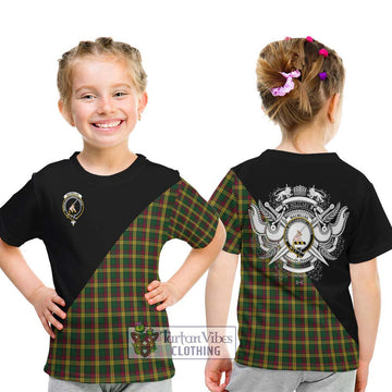 MacMillan (McMillan) Tartan Kid T-Shirt with Family Crest and Military Logo Style