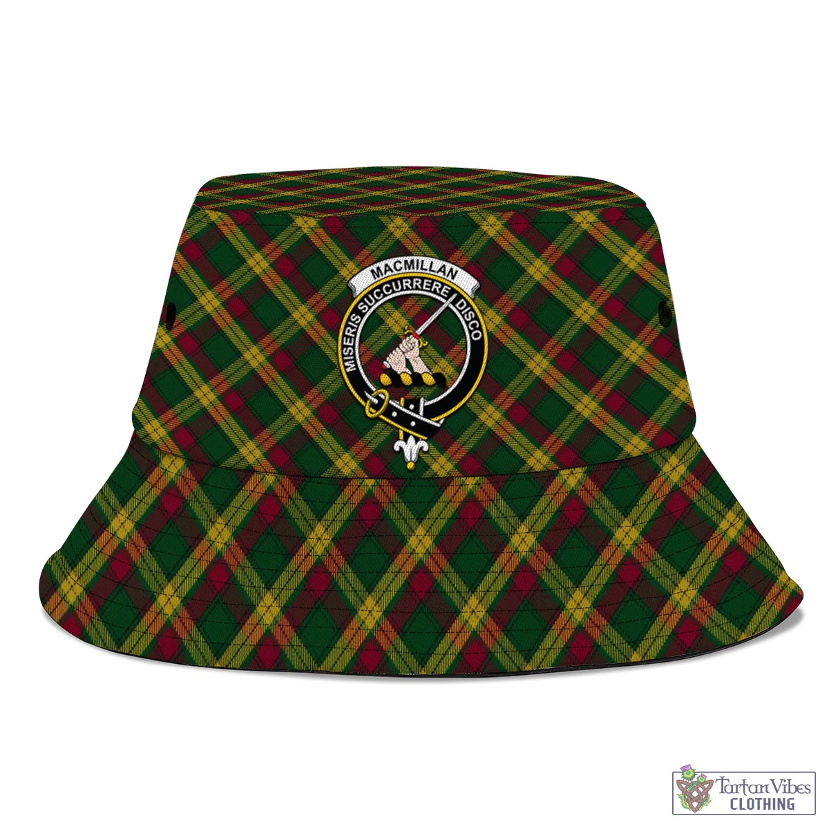 Tartan Vibes Clothing MacMillan Ancient Tartan Bucket Hat with Family Crest