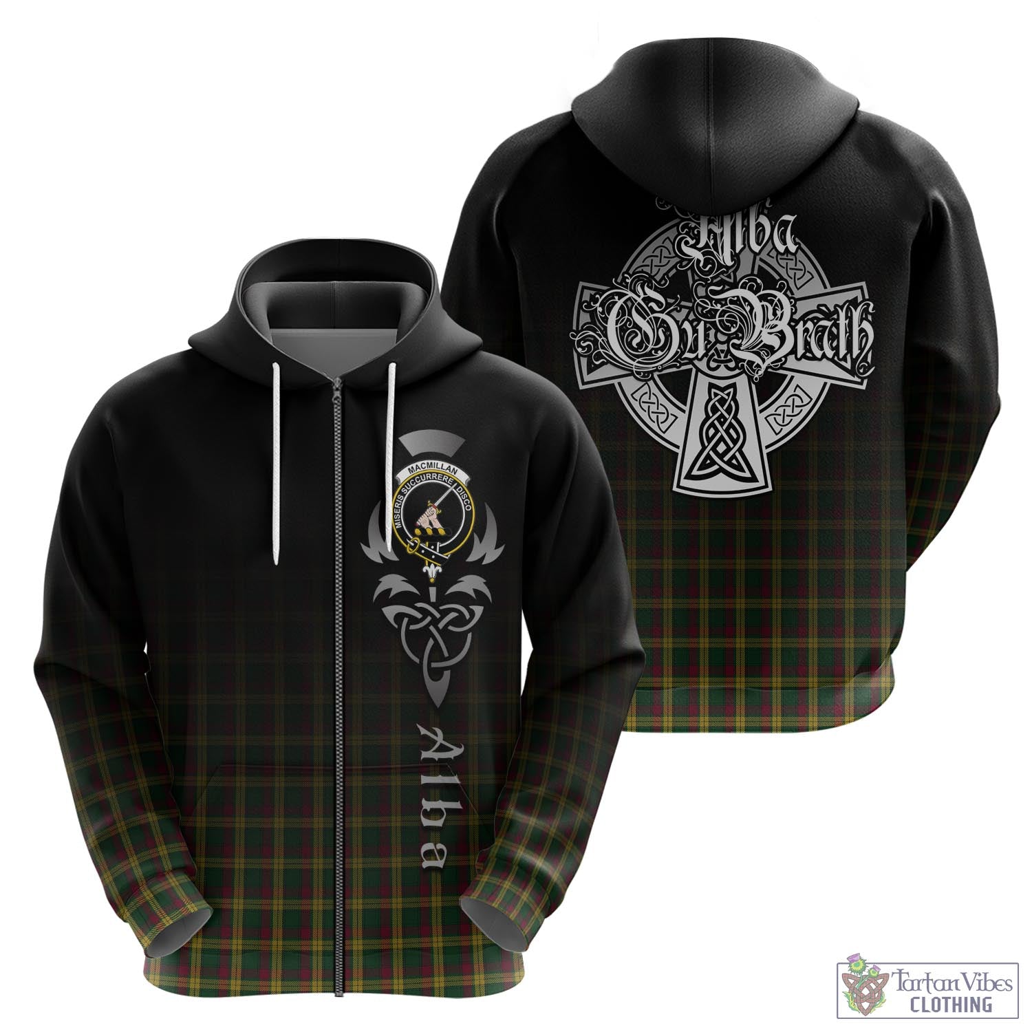 Tartan Vibes Clothing MacMillan Ancient Tartan Hoodie Featuring Alba Gu Brath Family Crest Celtic Inspired