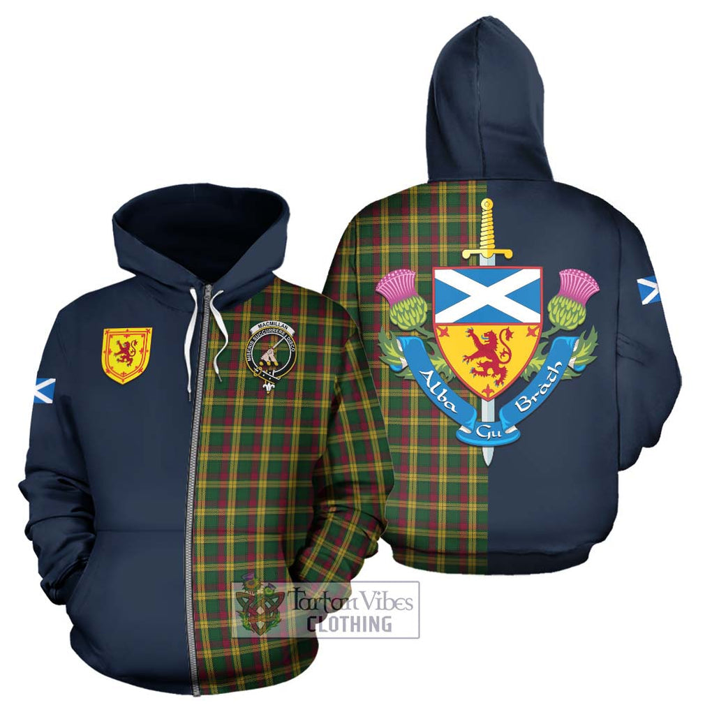 Tartan Vibes Clothing MacMillan Ancient Tartan Hoodie with Scottish Lion Royal Arm Half Style