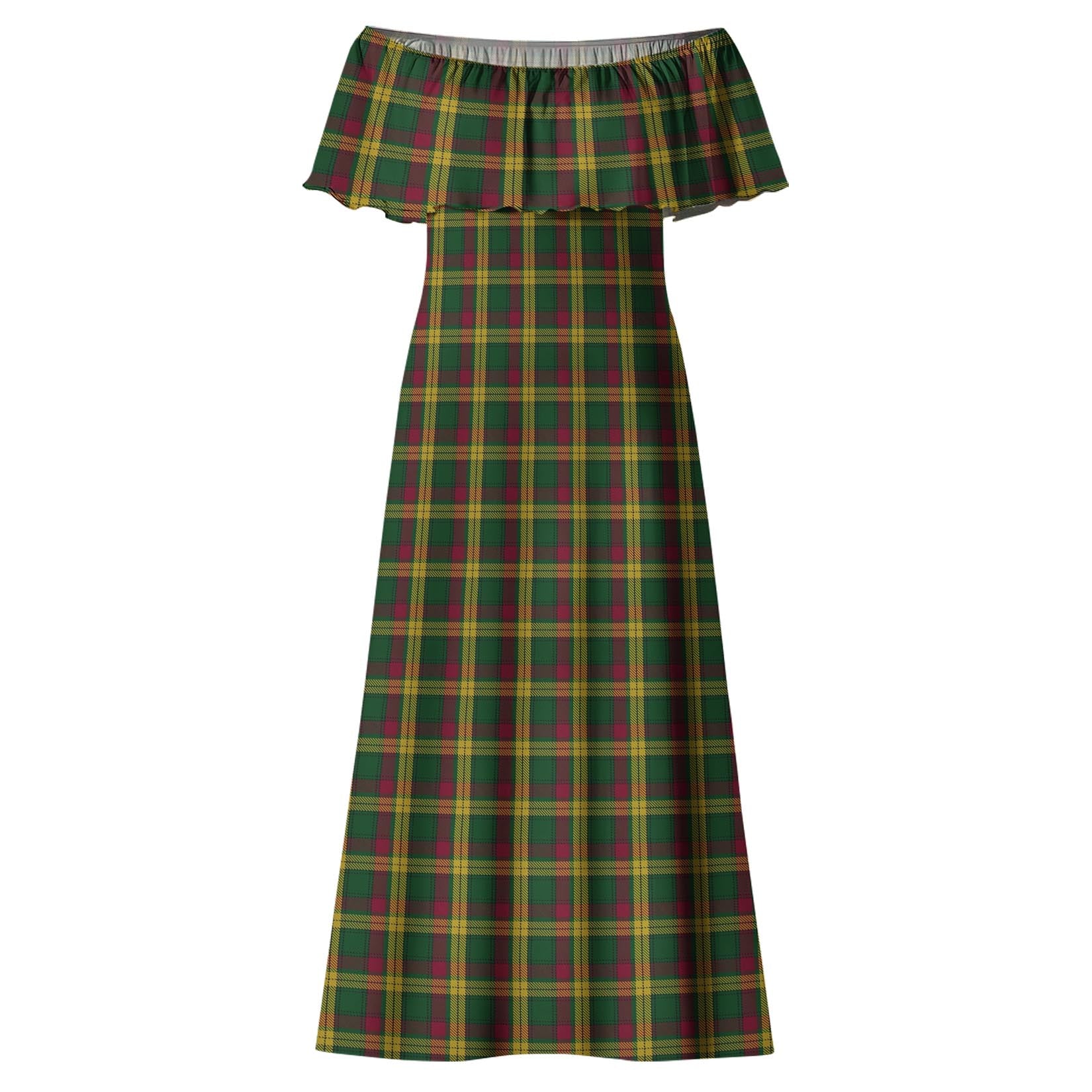 MacMillan Ancient Tartan Off Shoulder Long Dress - Tartanvibesclothing