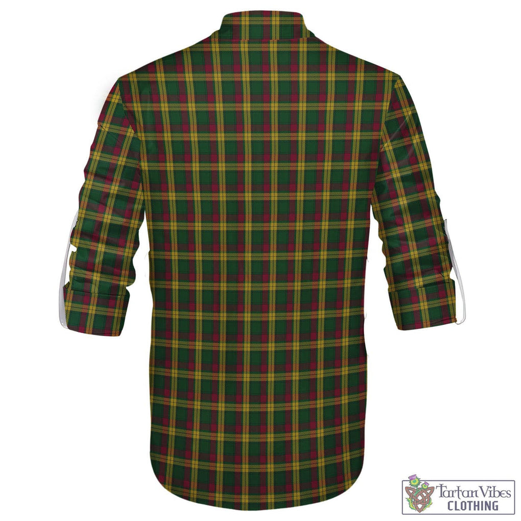 Tartan Vibes Clothing MacMillan Ancient Tartan Men's Scottish Traditional Jacobite Ghillie Kilt Shirt with Family Crest