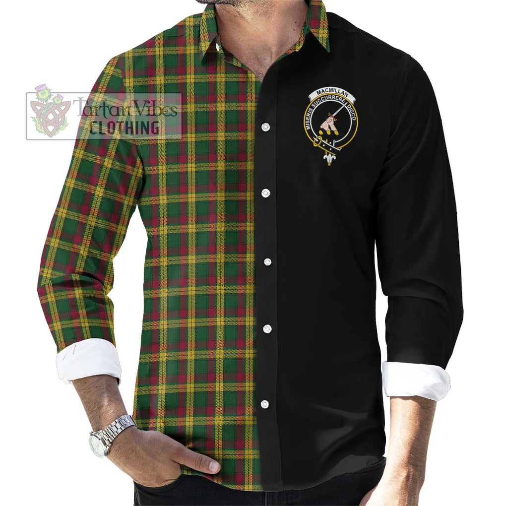 MacMillan (McMillan) Tartan Long Sleeve Button Shirt with Family Crest and Half Of Me Style - Tartanvibesclothing Shop