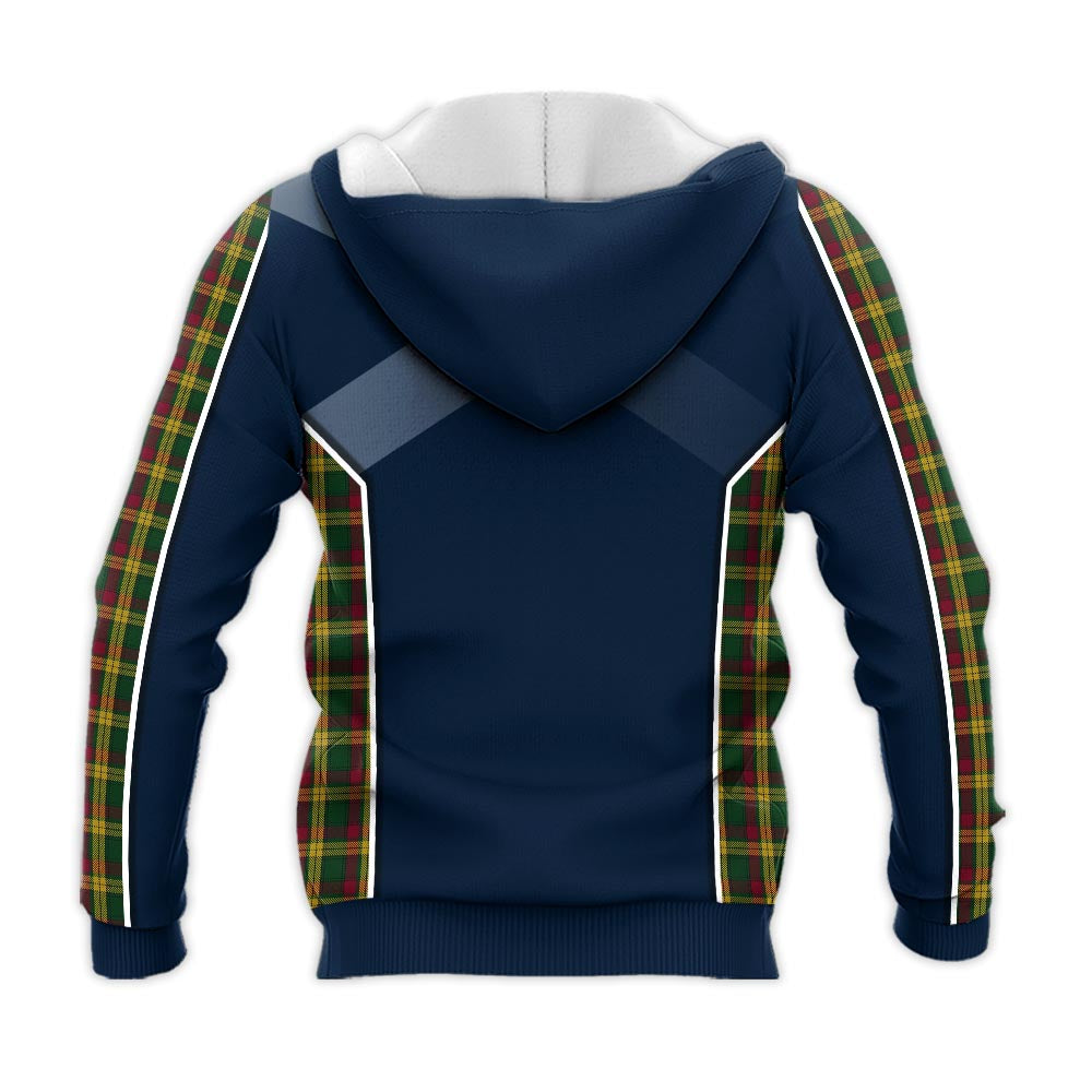 Tartan Vibes Clothing MacMillan Ancient Tartan Knitted Hoodie with Family Crest and Scottish Thistle Vibes Sport Style