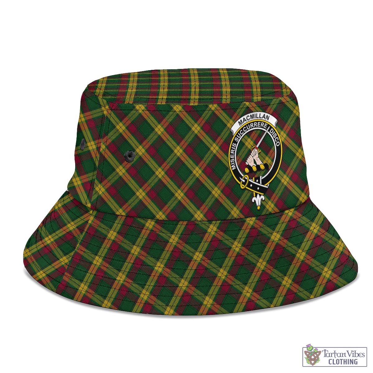 Tartan Vibes Clothing MacMillan Ancient Tartan Bucket Hat with Family Crest