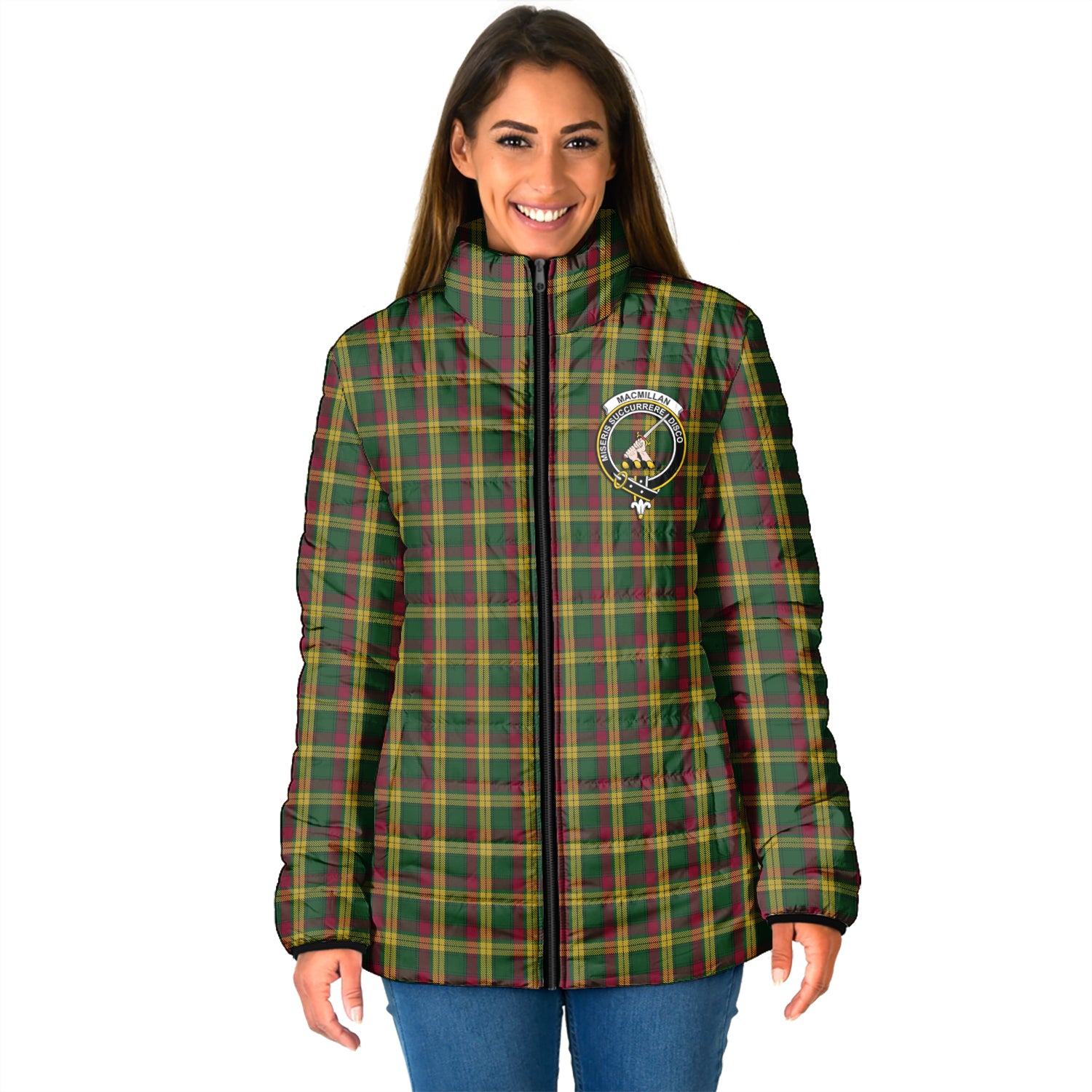 MacMillan (McMillan) Tartan Padded Jacket with Family Crest - Tartan Vibes Clothing