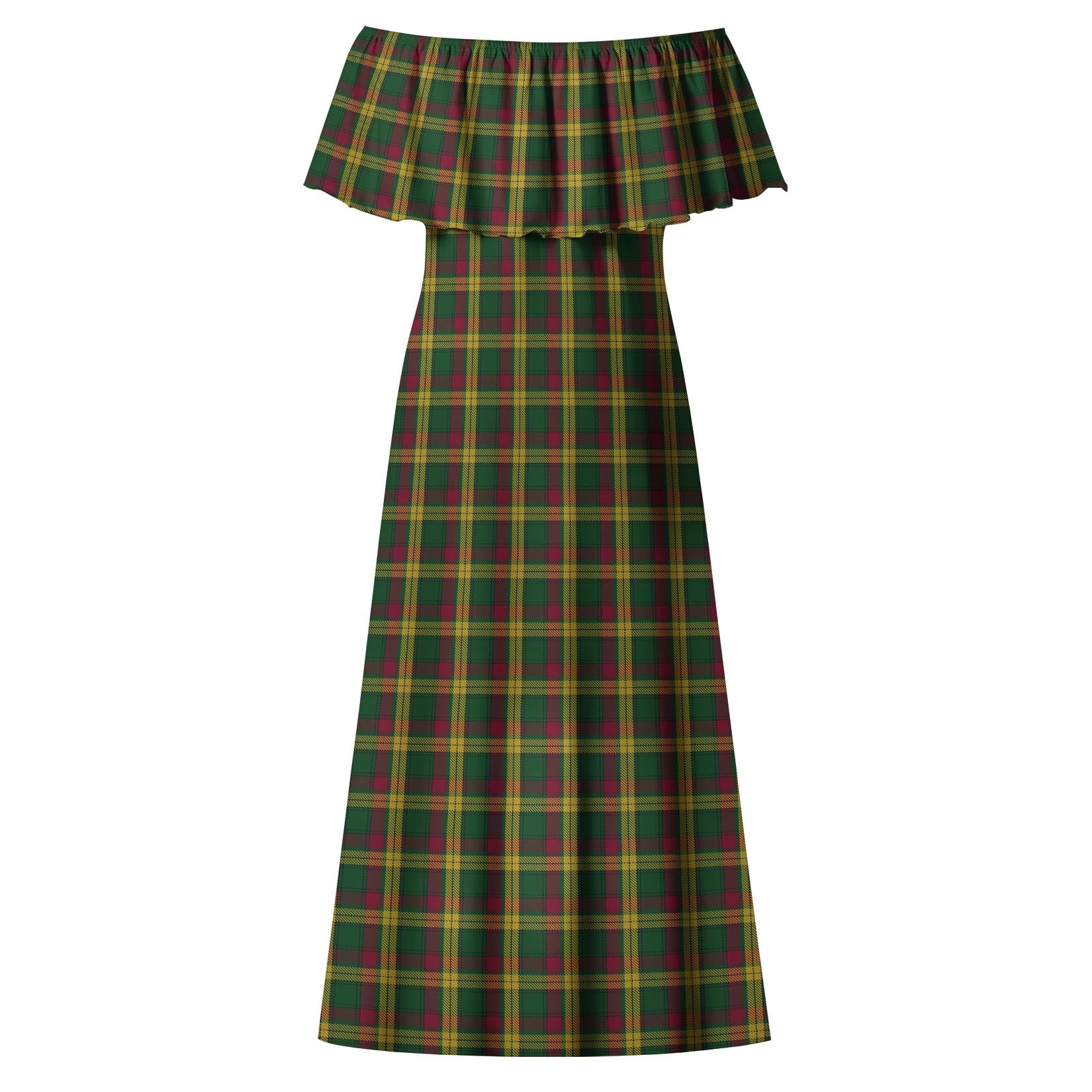 MacMillan Ancient Tartan Off Shoulder Long Dress - Tartanvibesclothing