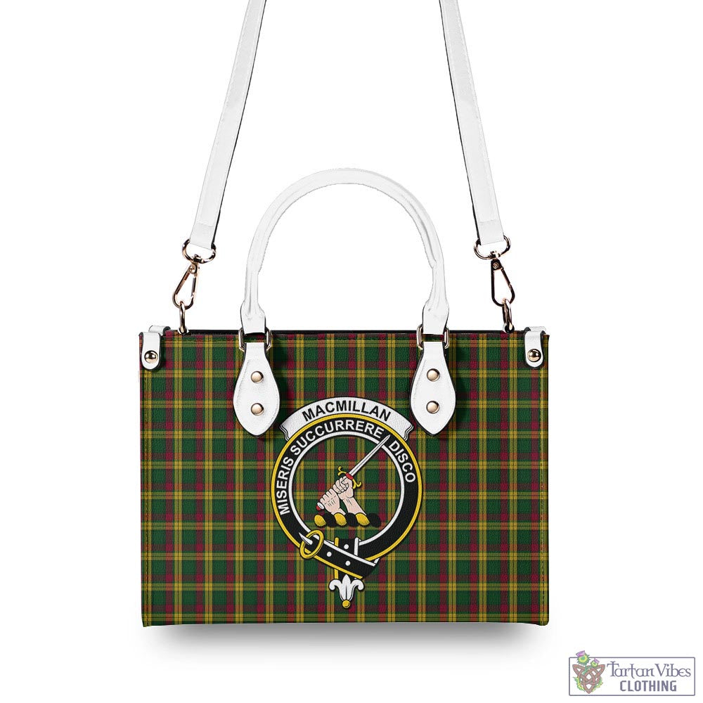 Tartan Vibes Clothing MacMillan Ancient Tartan Luxury Leather Handbags with Family Crest