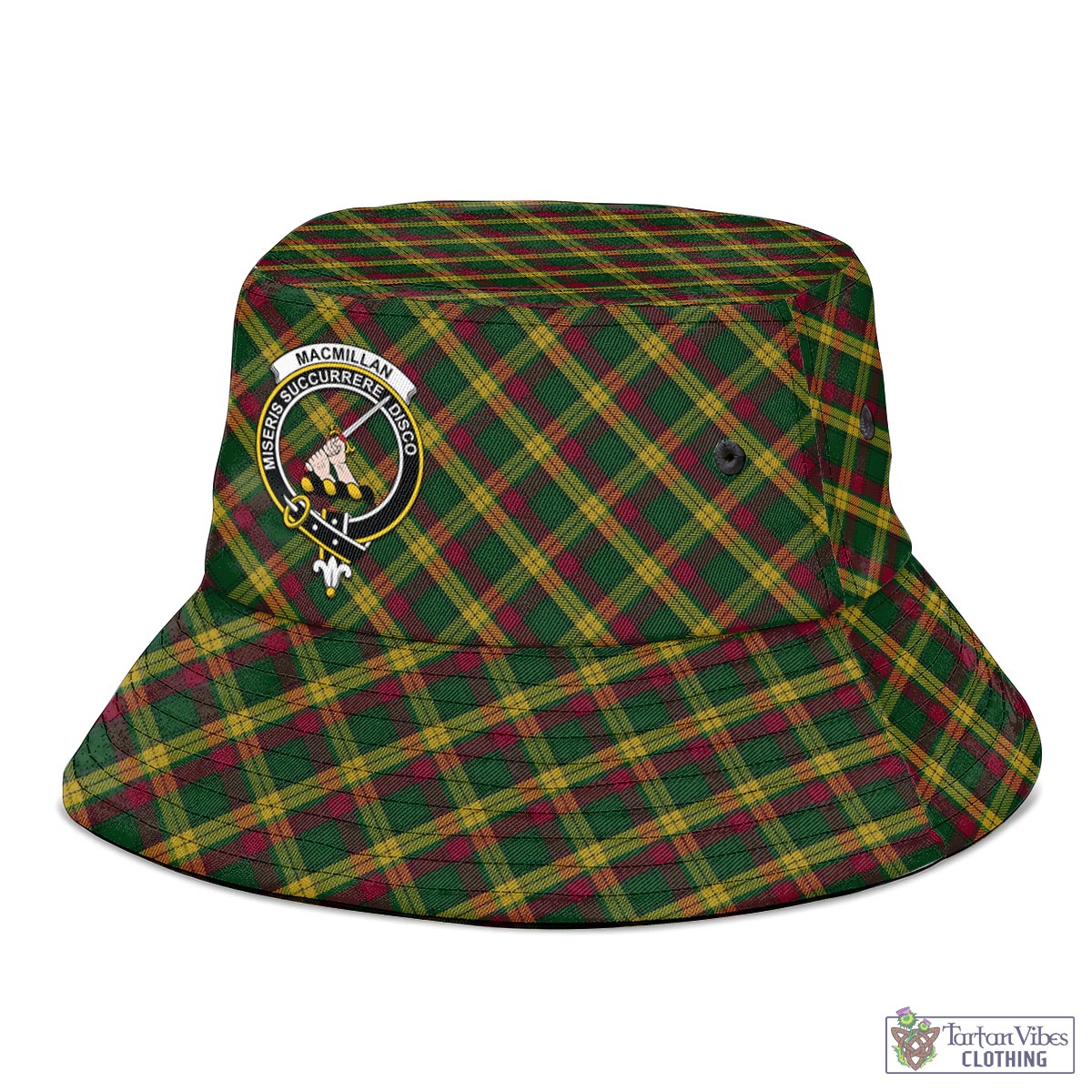 Tartan Vibes Clothing MacMillan Ancient Tartan Bucket Hat with Family Crest