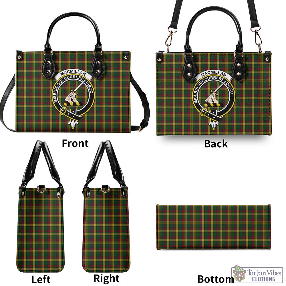 Tartan Vibes Clothing MacMillan Ancient Tartan Luxury Leather Handbags with Family Crest