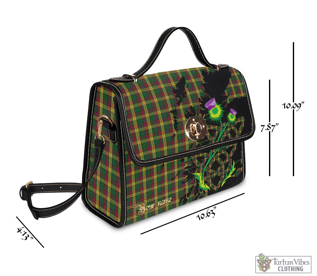 Tartan Vibes Clothing MacMillan Ancient Tartan Waterproof Canvas Bag with Scotland Map and Thistle Celtic Accents