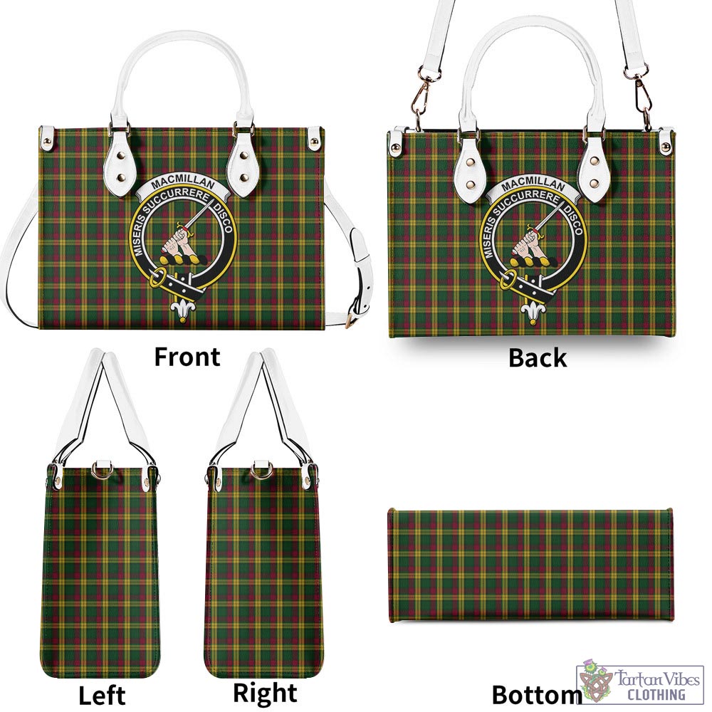 Tartan Vibes Clothing MacMillan Ancient Tartan Luxury Leather Handbags with Family Crest