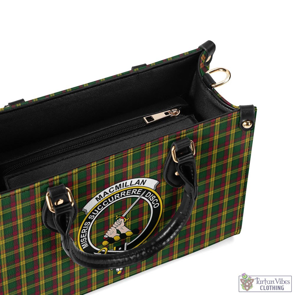 Tartan Vibes Clothing MacMillan Ancient Tartan Luxury Leather Handbags with Family Crest