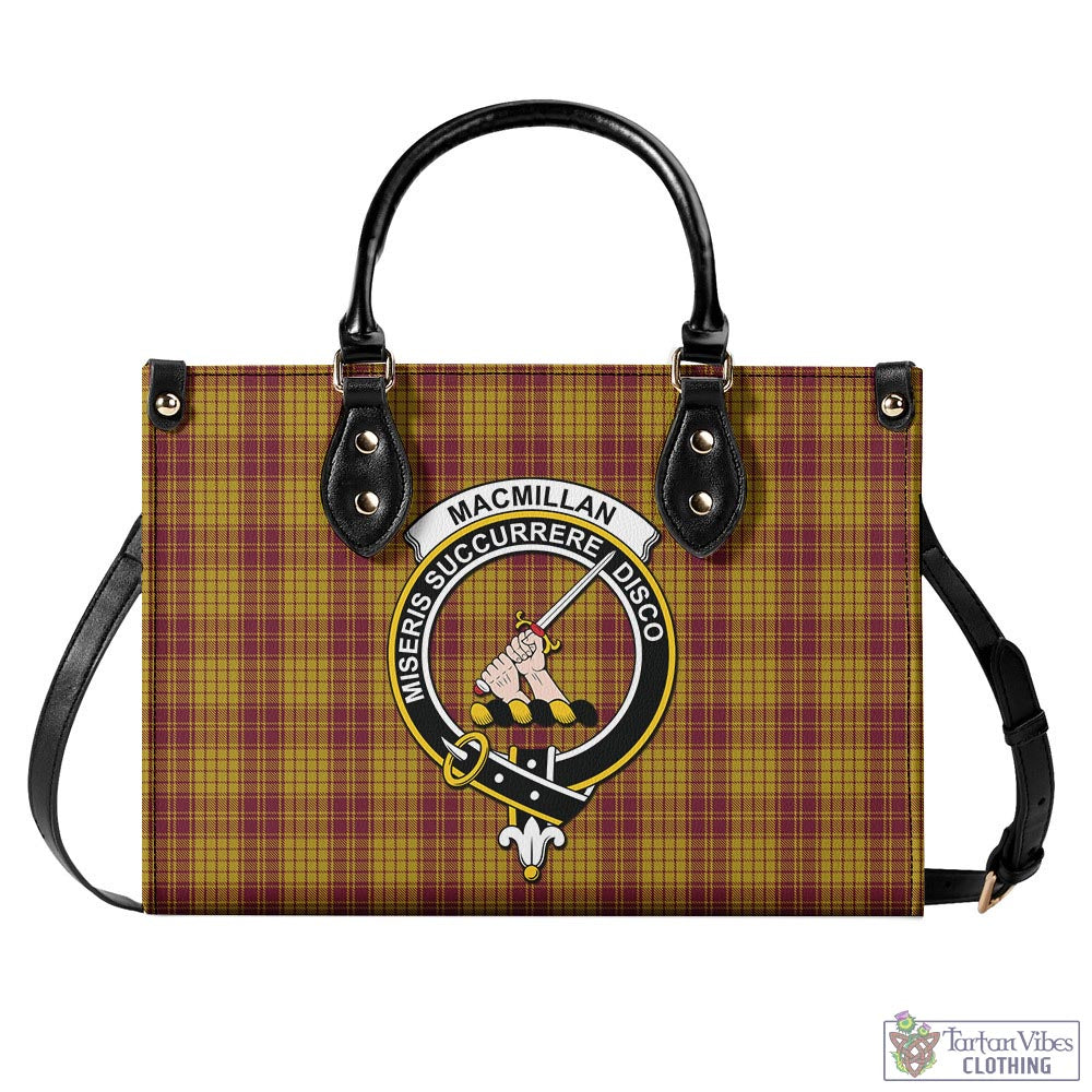 Tartan Vibes Clothing MacMillan Dress Tartan Luxury Leather Handbags with Family Crest