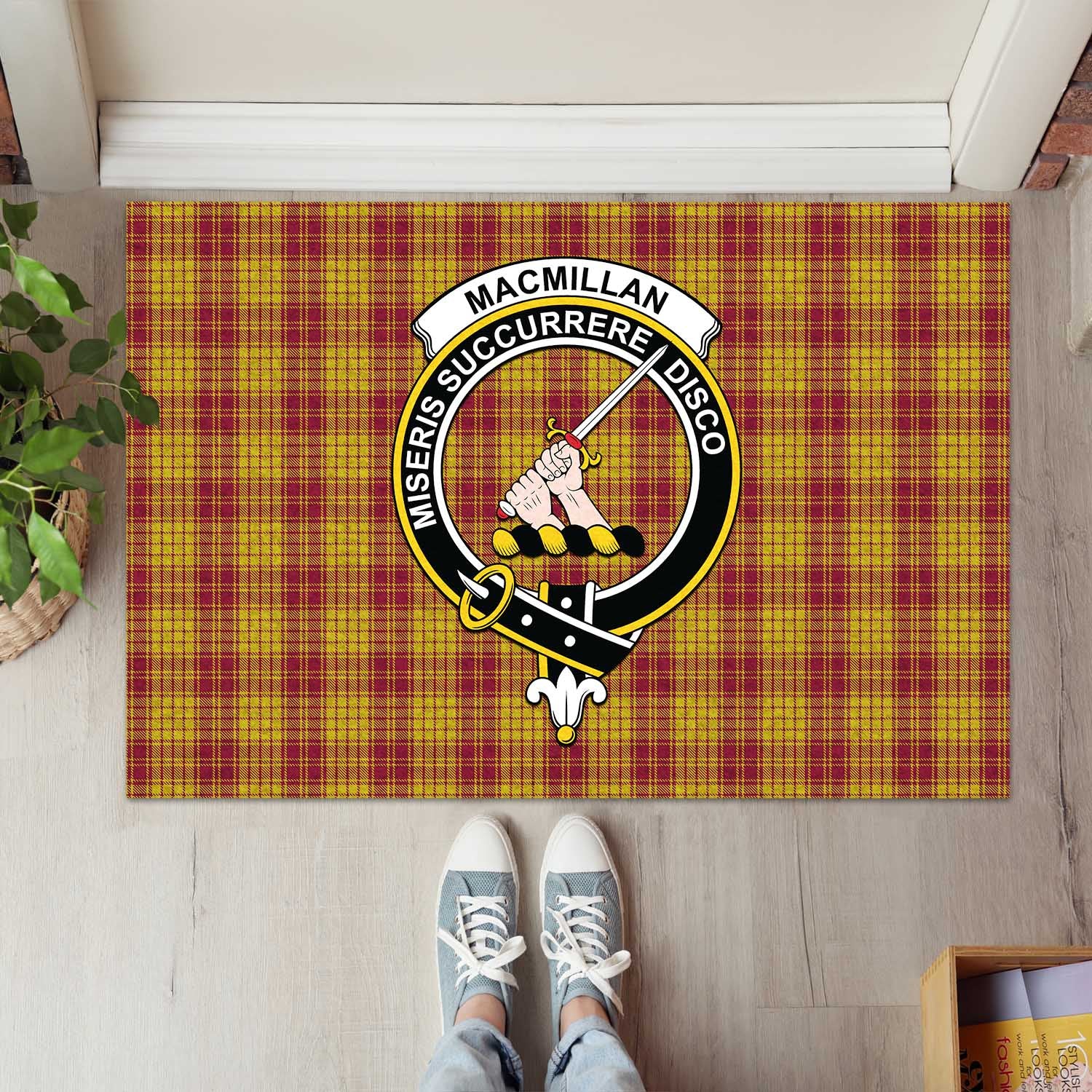 MacMillan Dress Tartan Door Mat with Family Crest - Tartanvibesclothing