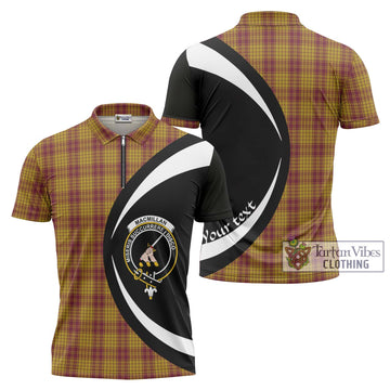 MacMillan Dress Tartan Zipper Polo Shirt with Family Crest Circle Style