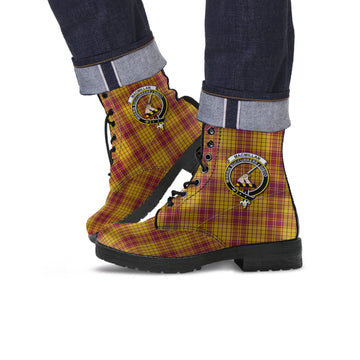 MacMillan Dress Tartan Leather Boots with Family Crest