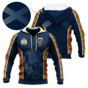 MacMillan Dress Tartan Knitted Hoodie with Family Crest and Scottish Thistle Vibes Sport Style