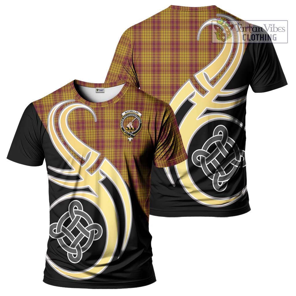 Tartan Vibes Clothing MacMillan Dress Tartan T-Shirt with Family Crest and Celtic Symbol Style