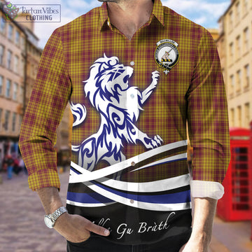 MacMillan Dress Tartan Long Sleeve Button Up Shirt with Alba Gu Brath Regal Lion Emblem