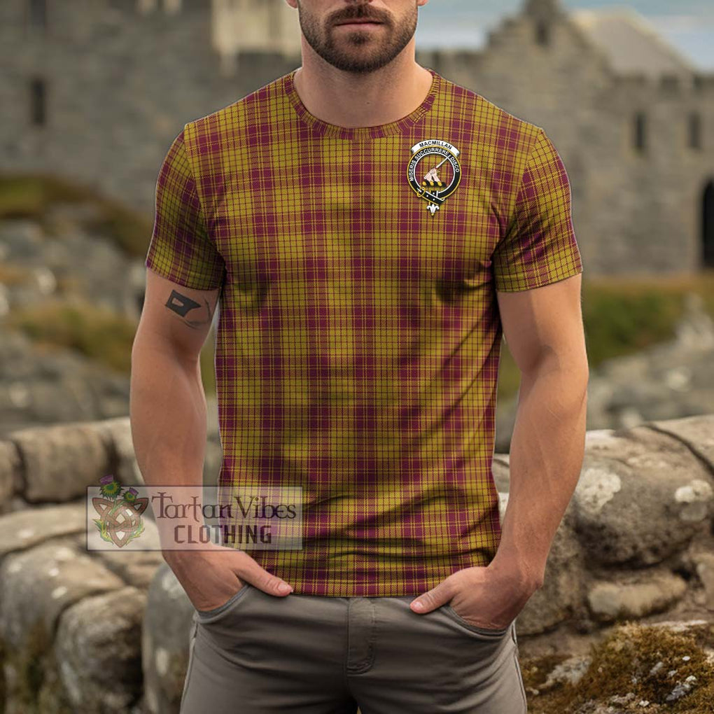 MacMillan Dress Tartan Cotton T-Shirt with Family Crest Men's Shirt - Tartanvibesclothing Shop