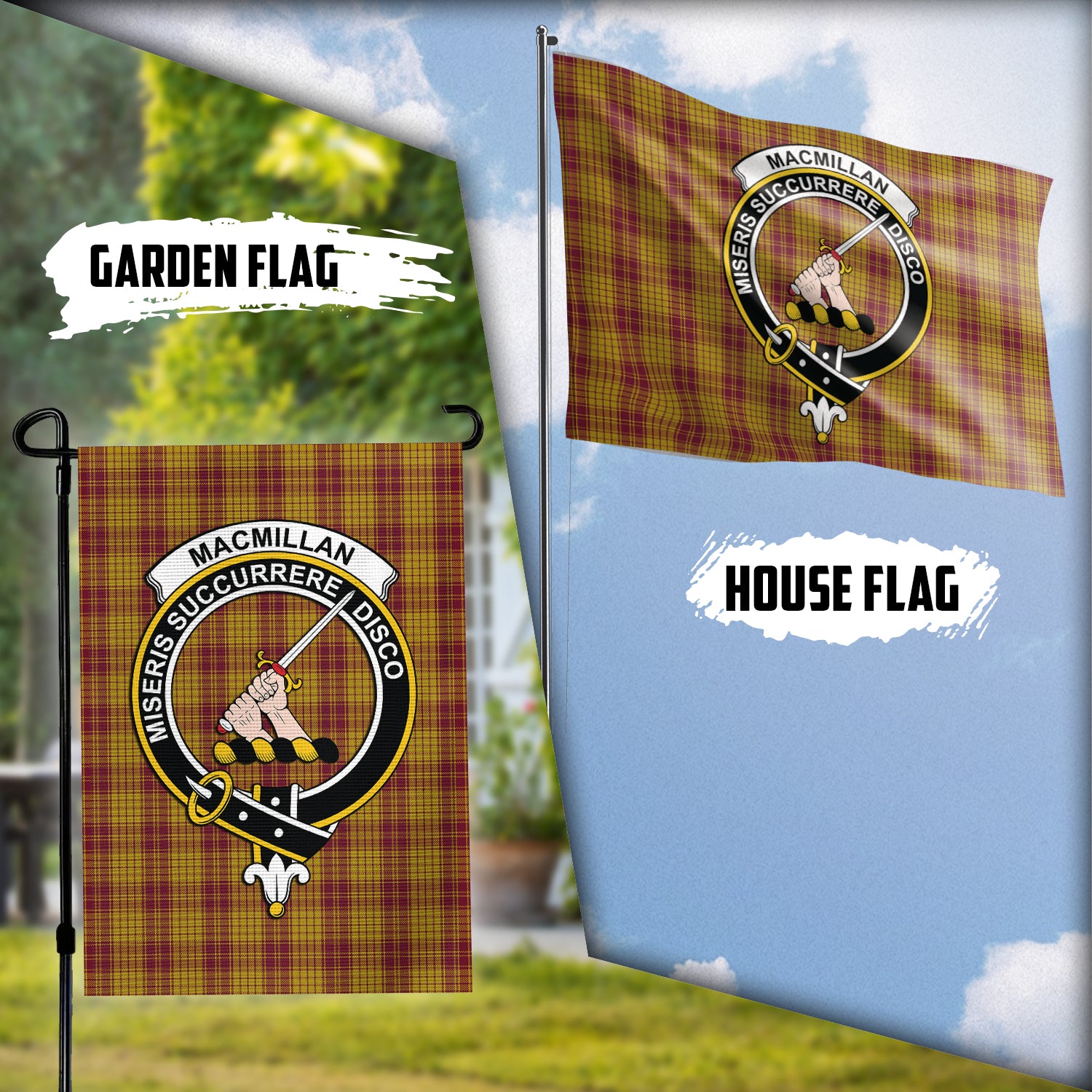 MacMillan Dress Tartan Flag with Family Crest Garden Flag (Vertical) - Tartan Vibes Clothing