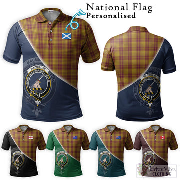 MacMillan Dress Tartan Polo Shirt with Personalised National Flag and Family Crest Half Style