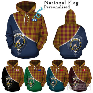 MacMillan Dress Tartan Hoodie with Personalised National Flag and Family Crest Half Style