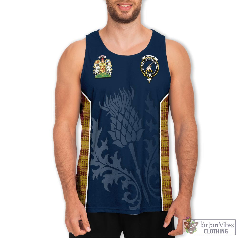 Tartan Vibes Clothing MacMillan Dress Tartan Men's Tanks Top with Family Crest and Scottish Thistle Vibes Sport Style