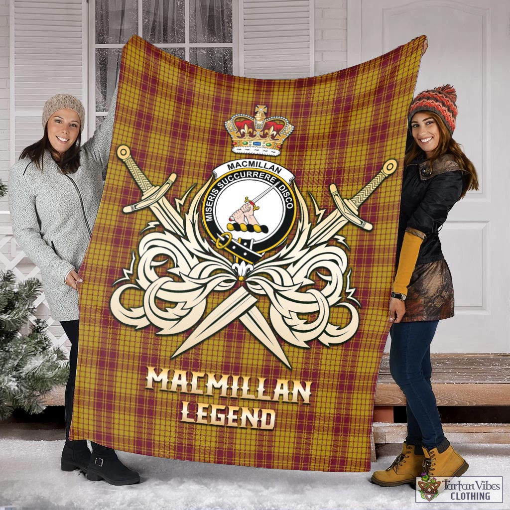 Tartan Vibes Clothing MacMillan Dress Tartan Blanket with Clan Crest and the Golden Sword of Courageous Legacy