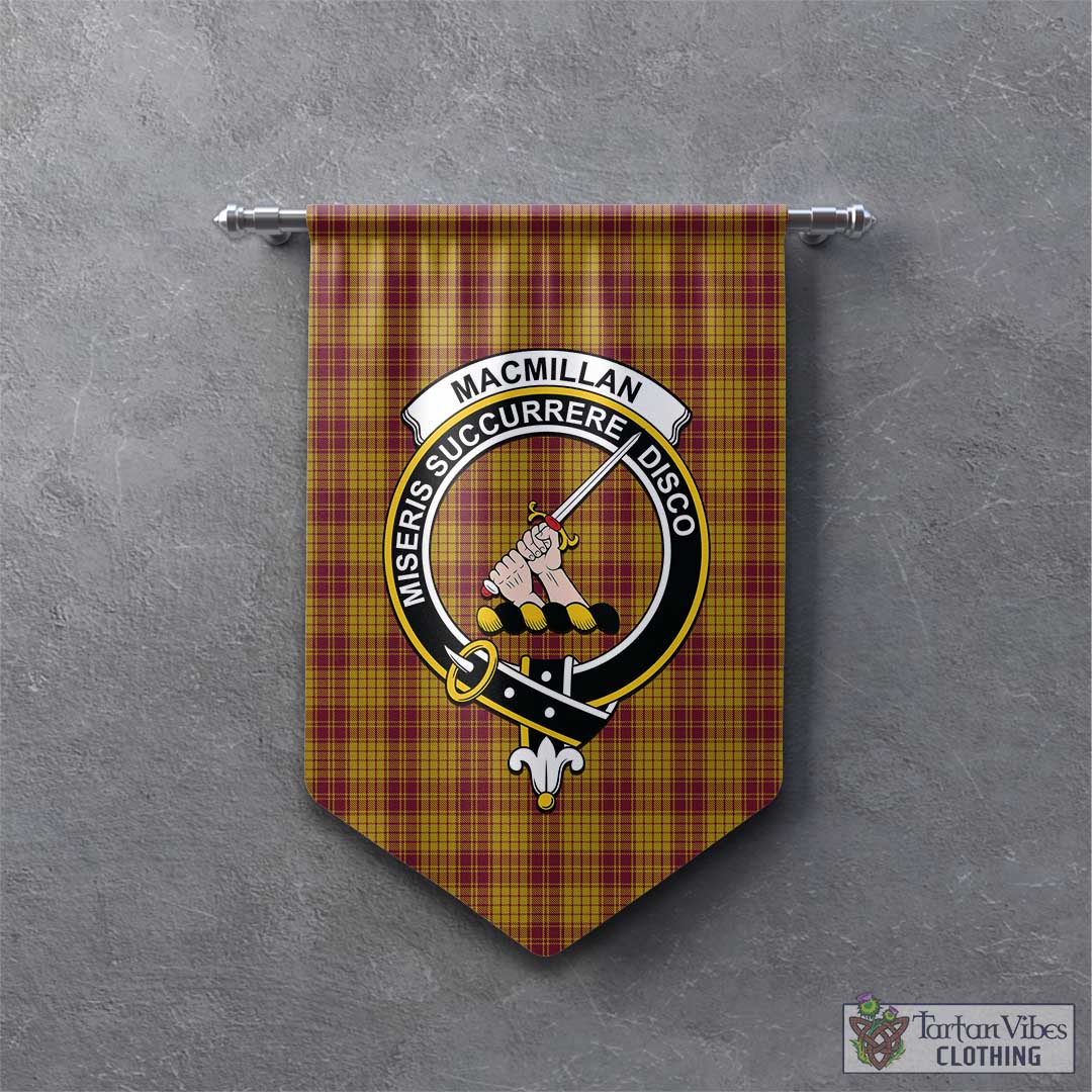 Tartan Vibes Clothing MacMillan Dress Tartan Gonfalon, Tartan Banner with Family Crest