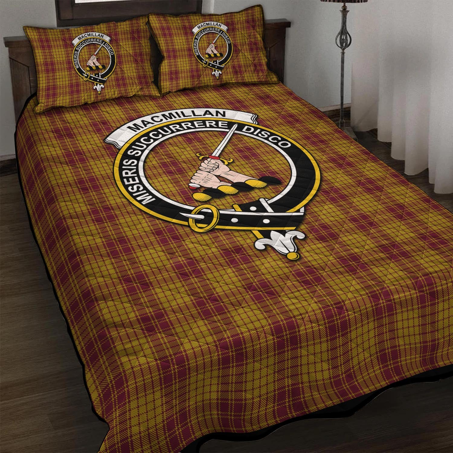 MacMillan Dress Tartan Quilt Bed Set with Family Crest - Tartan Vibes Clothing