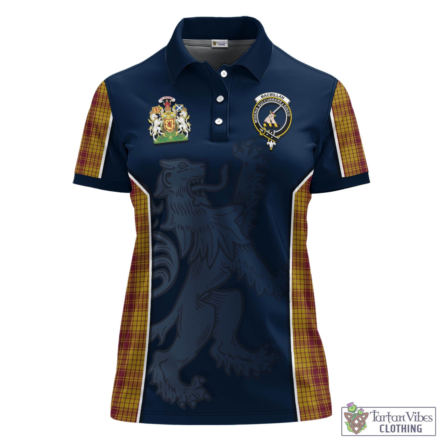 MacMillan Dress Tartan Women's Polo Shirt with Family Crest and Lion Rampant Vibes Sport Style - Tartan Vibes Clothing