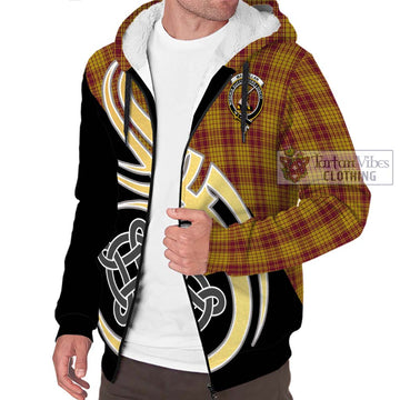 MacMillan Dress Tartan Sherpa Hoodie with Family Crest and Celtic Symbol Style