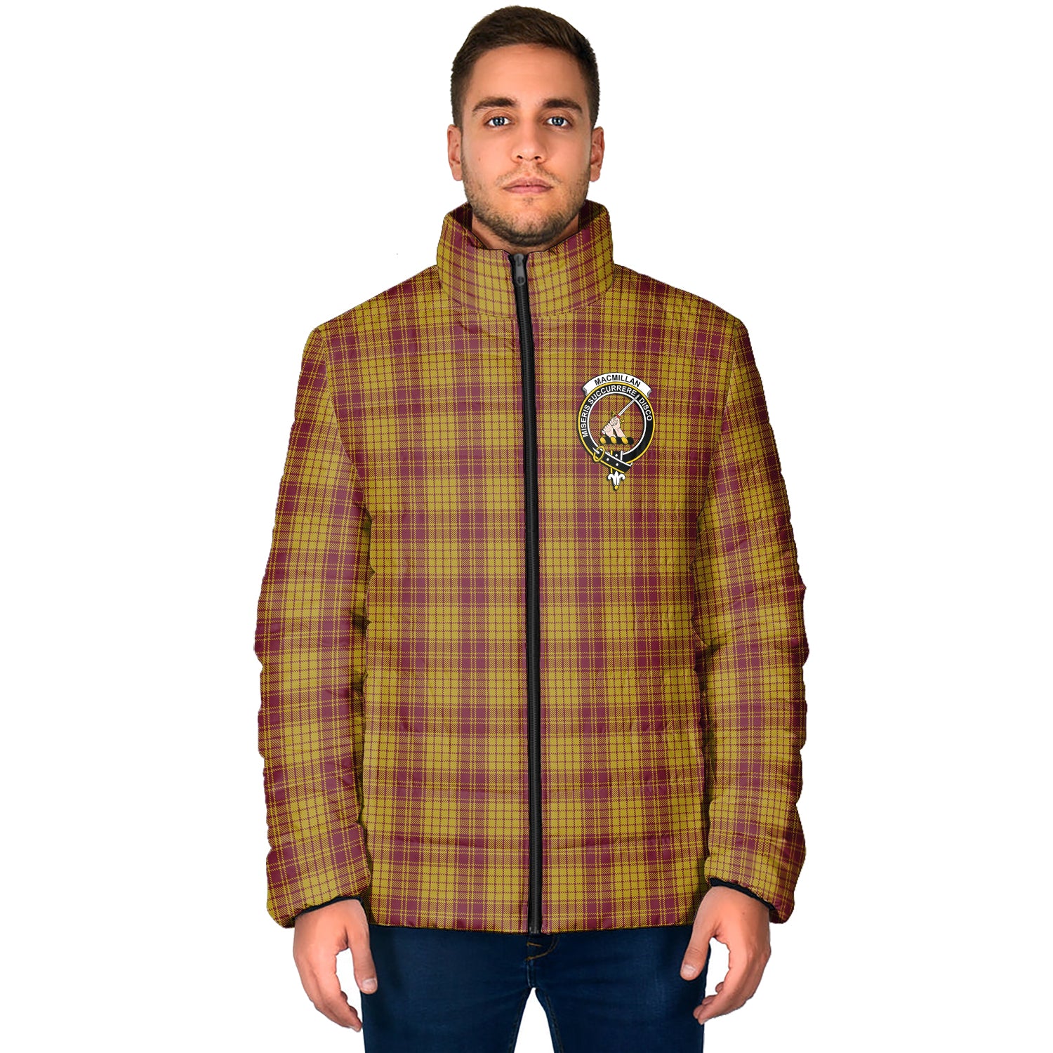 MacMillan Dress Tartan Padded Jacket with Family Crest - Tartan Vibes Clothing