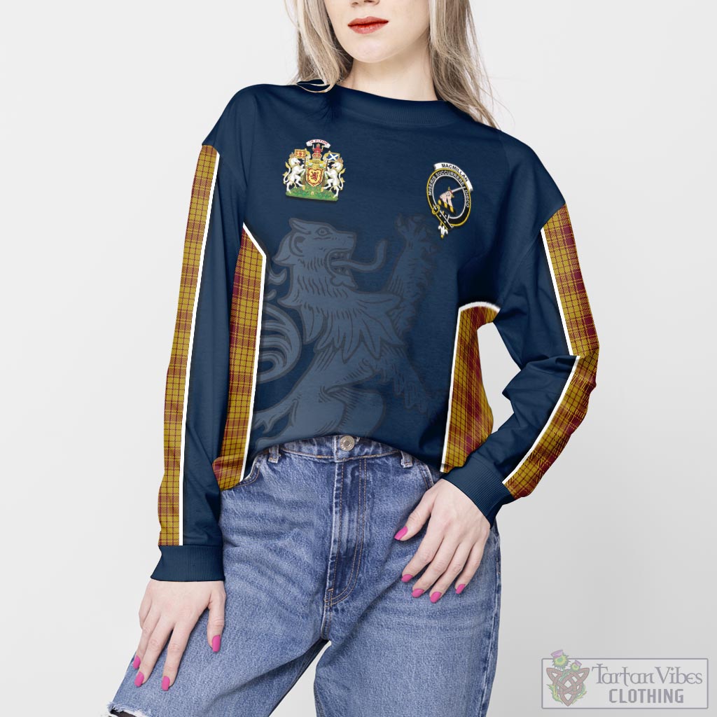 Tartan Vibes Clothing MacMillan Dress Tartan Sweater with Family Crest and Lion Rampant Vibes Sport Style